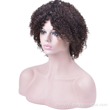 Chinese Hair Wig Vendors Wholesale Cheap Machine Made None Lace Curly Short Human Wig For Women